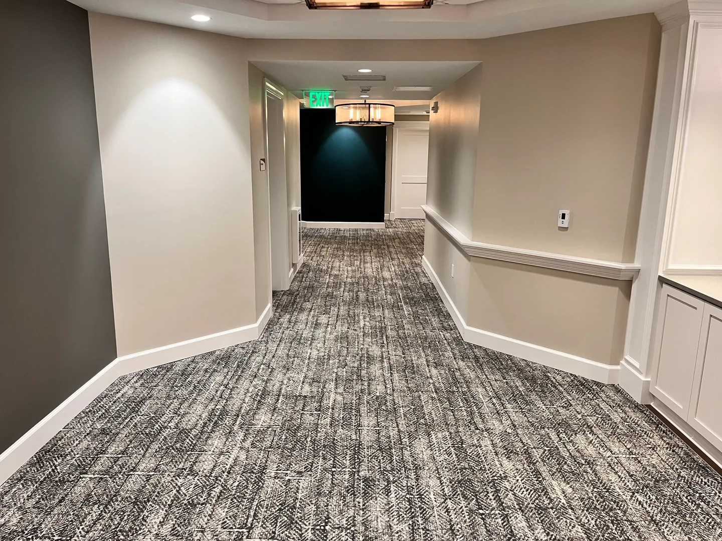 gray flooring in a hallway